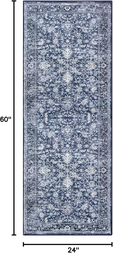 KILOCOCO Hallway Runner 2x5 Printed Vintage Floral Washable Kitchen Runner Rug