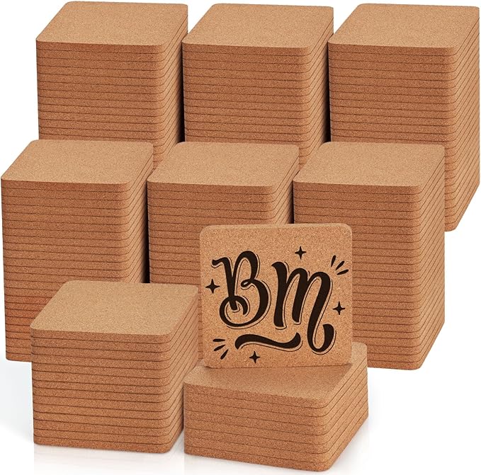 160 PCS Cork Coasters for Laser Engraving, Thick Absorbent Blank Coasters | 4