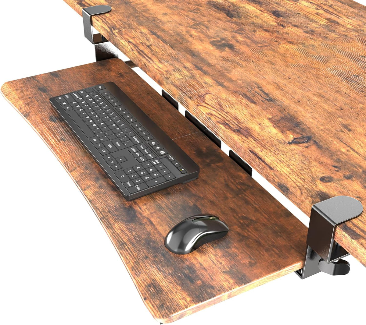 UPGRAVITY Extra Large Keyboard Tray Under Desk Rustic Vintage Brown
