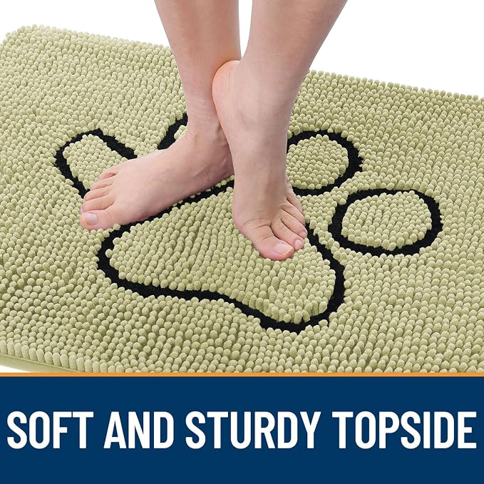 OLANLY Dog Door Mat for Muddy Paws 30x20, Paw Print Design, Absorbs Moisture