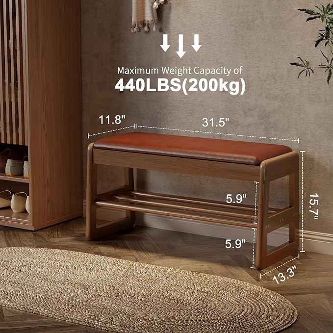 AQIMUELE Shoe Rack Bench, 2 Tiers Shoe Bench