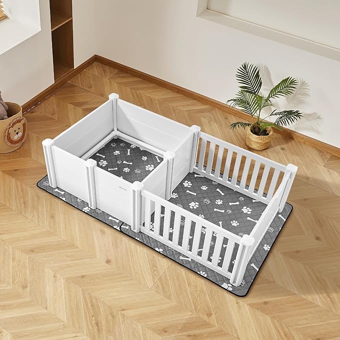 VEVOR Dog Whelping Box, 73x38x19.7 in, Plastic Dog Whelping Pen with Adjustable Height Door, Puppy Playpen with Waterproof Pee Pad, Easy to Clean, Durable Indoor Pet Birth Kit for Medium Sized Dogs