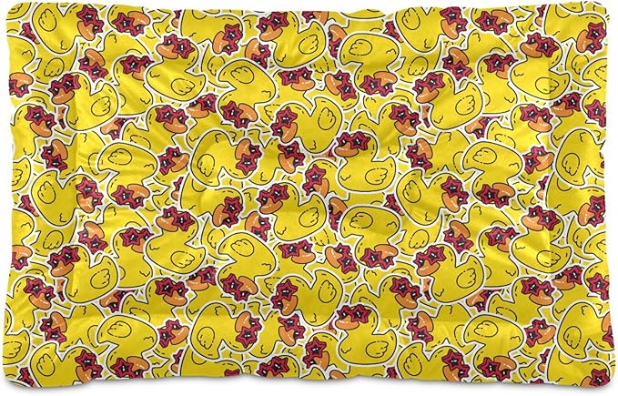 Rubber Duck Star Pet Bed Cute Dog Bed Mat Absorbing Non Slip Pad Pet Sleeping Mat for Small, Medium, and Large Dogs Puppy Cat 24 in x 18 in