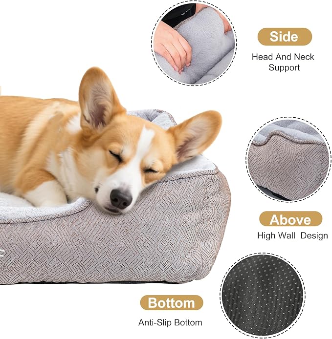 JOYELF Rectangle Dog Bed Calming Cat Bed Sofa, Cute Fluffy Pet Couch Bed for Medium Dogs and Cats - Medium(Upgraded Version)