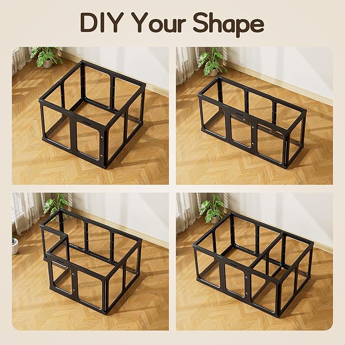 Jalove 12PCS Dog Playpen Clear Puppy Playpen Indoor, 30" H Easy Assemble Transparent Small Pet Play Pen, Sturdy Plastic Dog Fence Crate Kennel Whelping Cage Enclosure for Small to Medium Dog, Black