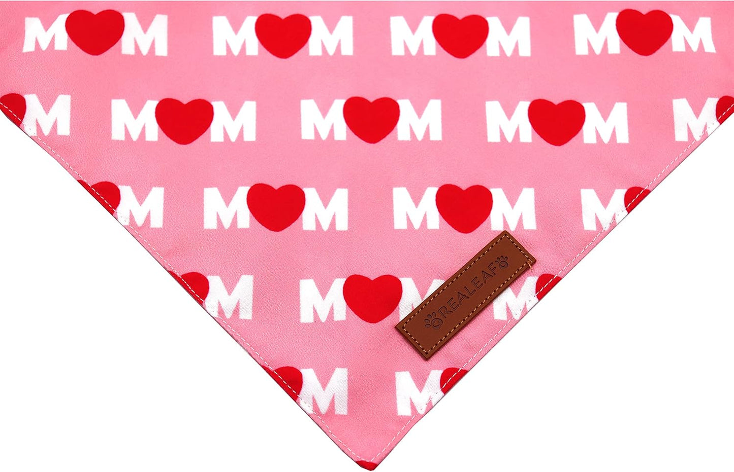 Realeaf Mothers Day Dog Bandanas 2 Pack, Reversible I Love My Mom Pet Scarf for Boy and Girl, Premium Durable Fabric, Valentines Day Bandana for Small Medium Large and Extra Large Dogs (Small)