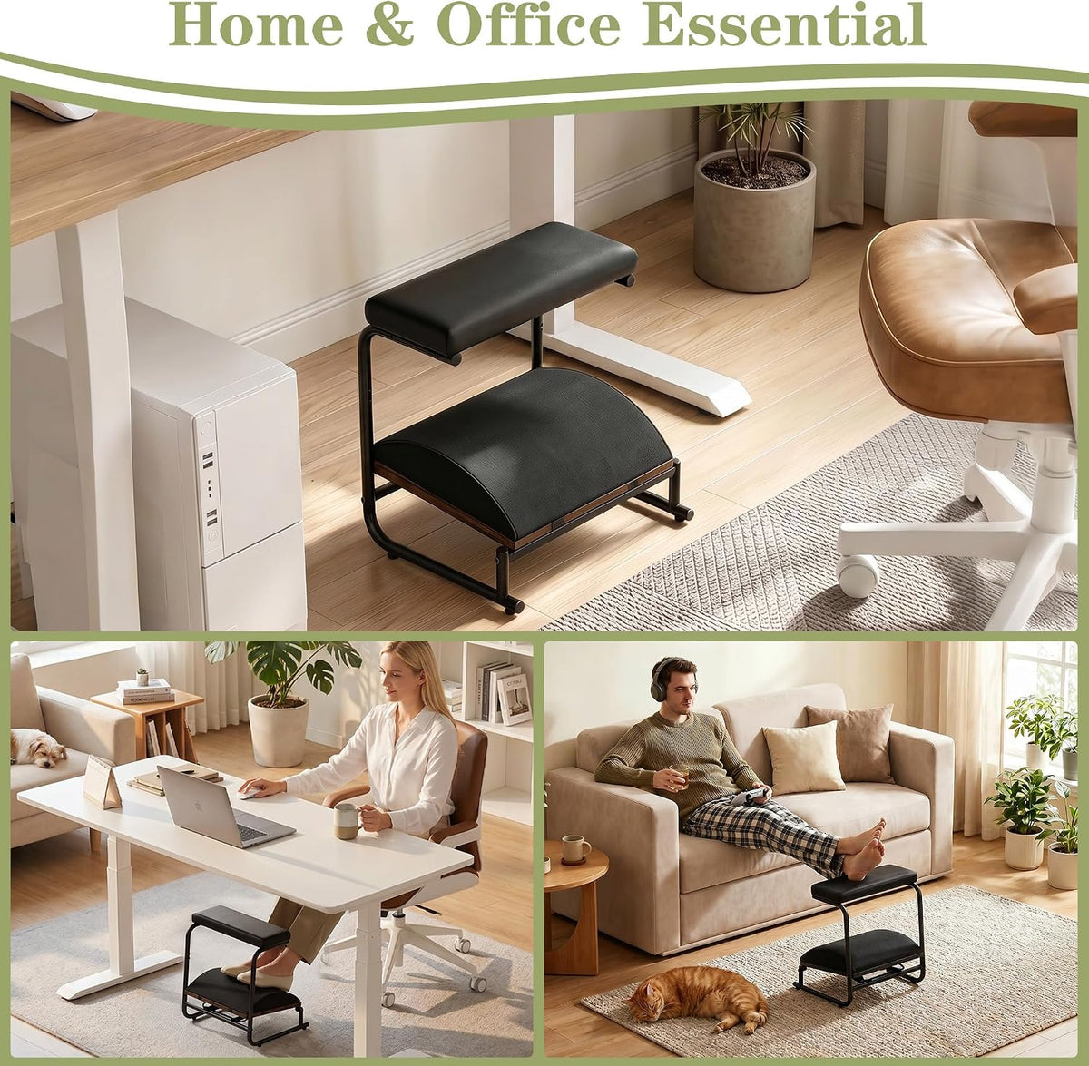 Double Step Foot Rest Under Desk, 5-Height Adjustable