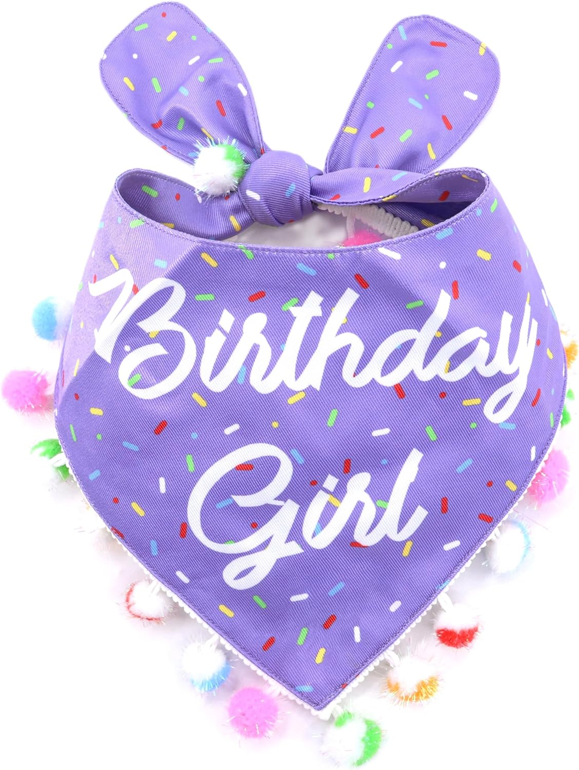LunaMarie - Luxury Pet Birthday Bandanas -Premium & Silky Poly Fabric | 100% Handmade | Custom Shape Dual Layered (Birthday Girl Purple, X-Small)