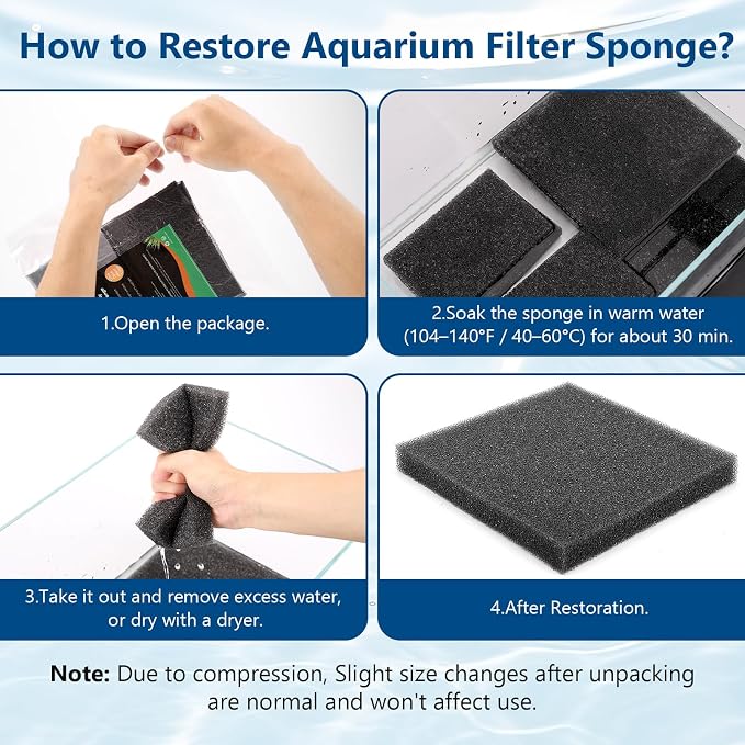 hygger Aquarium Sponge Filter Pad, Filter Media Foam Sponges, Cut-to-Size Open