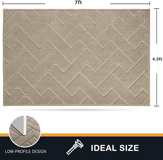 PURRUGS Easy Care Area Rug 4.5ft x 7ft, Non-Slip Machine Washable Entry Rug