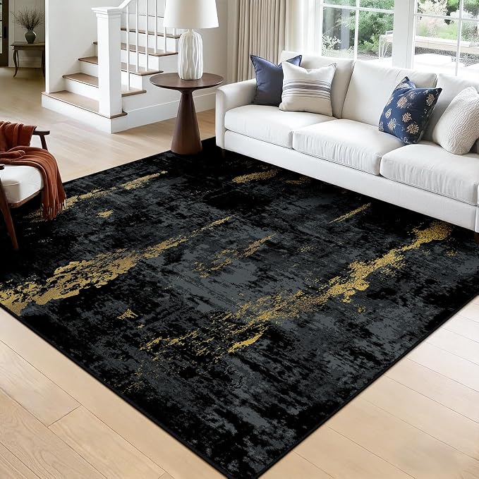 RELEANY Washable Area Rugs Square 8ft Non-Slip Modern Abstract Soft