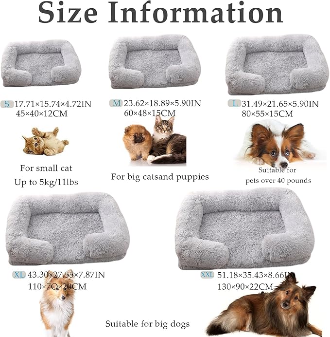 Dog Beds Medium Large Size Dog, Calming Dog Bed with Removable Washable Cover, Waterproof Lining and Nonskid Bottom(Black,S)