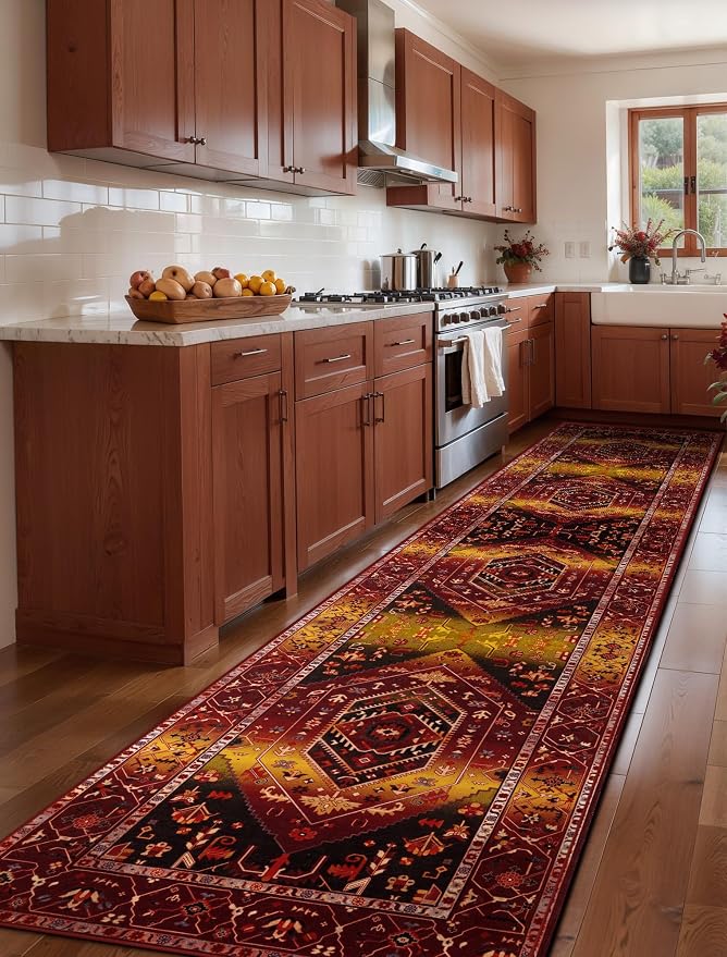 SERISSA Runner Rug for Hallways, Extra Long Boho Rug Ultra Soft Vintage Rustic