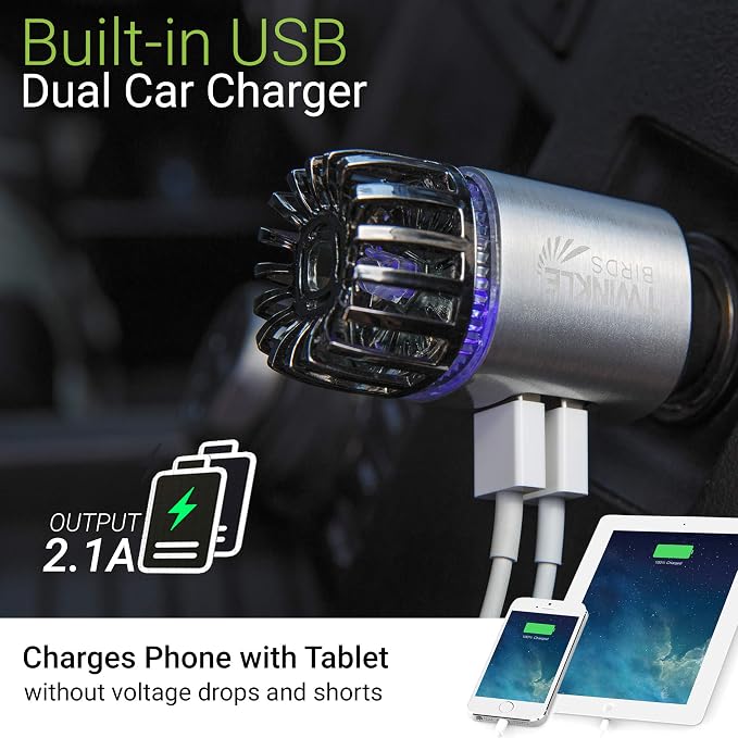Car Air Purifier Ionizer - 12V Plug-in Ionic Anti-Microbial Car Deodorizer -