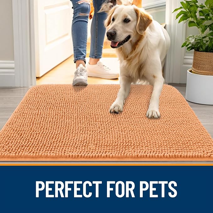 OLANLY Dog Door Mat for Muddy Paws 34x21, Absorbs Moisture and Dirt, Absorbent