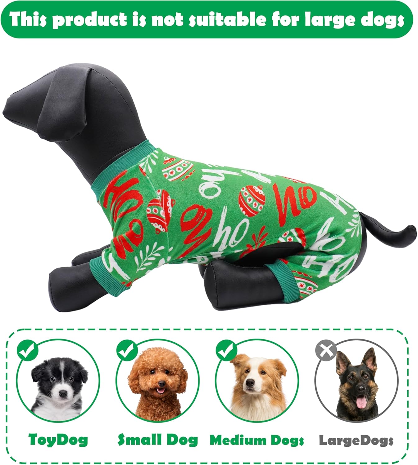 PET SHOW 4 Pack Small Dog Christmas Pajamas Holiday Dog Clothes for Medium Dogs Girl Boy Soft Stretchy PJs Xmas Jumpsuit Puppy Onesies Red Green Outfits with Sleeve Pets Dachshund Costume XL