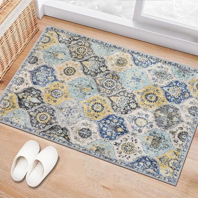 Lahome Moroccan Trellis Kitchen Rugs Non Slip Washable, 2x3 Rugs