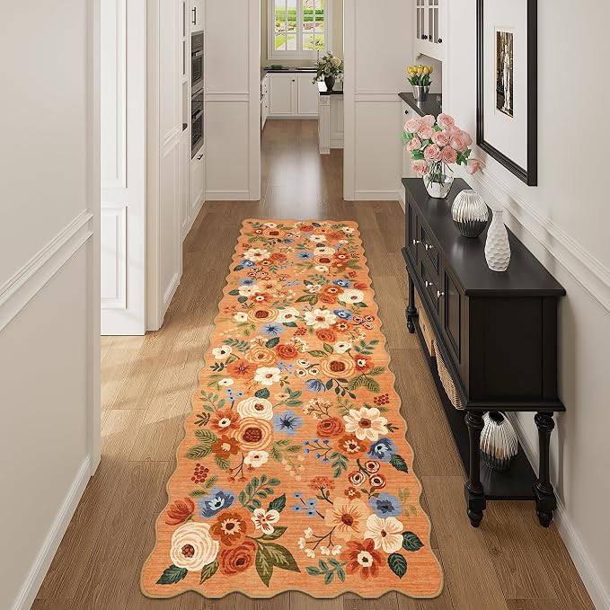 DUKINO 2.6x8 Runner Rug for Hallway, Washable Kitchen Rug