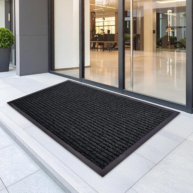 Commercial Door Mat 3'x6' Black, Heavy Duty Industrial Floor Mat