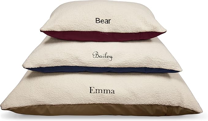 Soft Plush Personalized Pet Pillow Dog Bed Custom Embroidered - Removable Pet Bed Cover - Large Blue