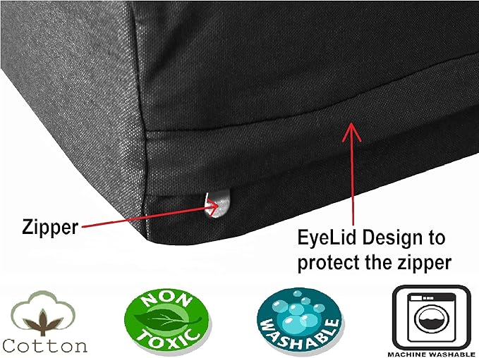 Dogbed4less Memory Foam Dog Bed for Small to Medium Dogs, Waterproof Lining and Machine Washable Durable Pet Bed Canvas Cover 37X27 Pillow, Black