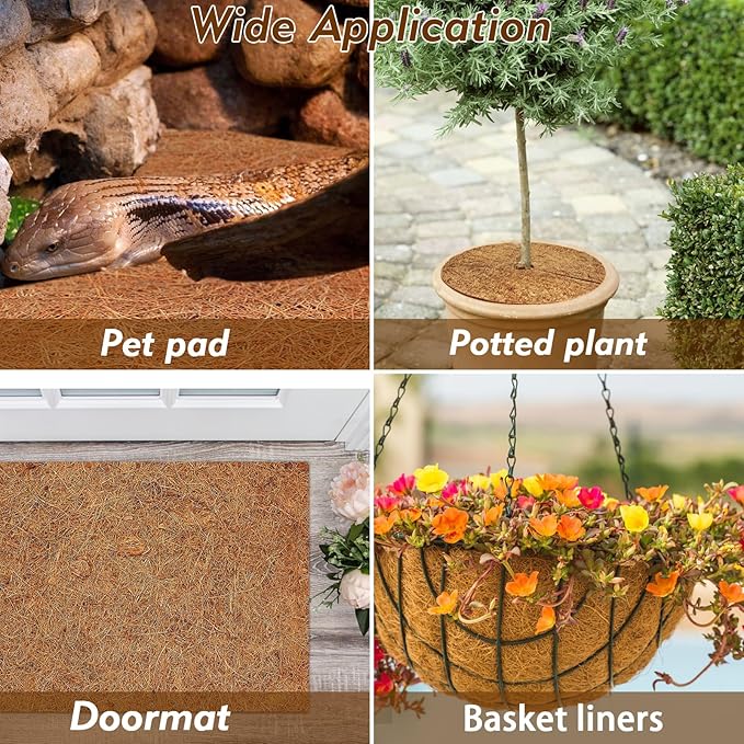 ZeeDix 3 Rolls Reptile Mat, 18 x 36 inches Natural Coconut Fiber Liner Mat Flooring Accessories for Reptile Tank - Bearded Dragon Tortoise Lizard Turtle Snake Leopard Gecko Substrate Bedding
