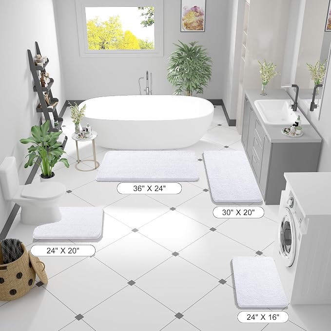 OLANLY Large Bathroom Rugs 70x46, Extra Soft Absorbent Chenille Bath Rugs