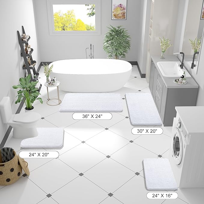 OLANLY Bathroom Rugs 34x21, Extra Soft Absorbent Chenille Bath Rugs, Rubber