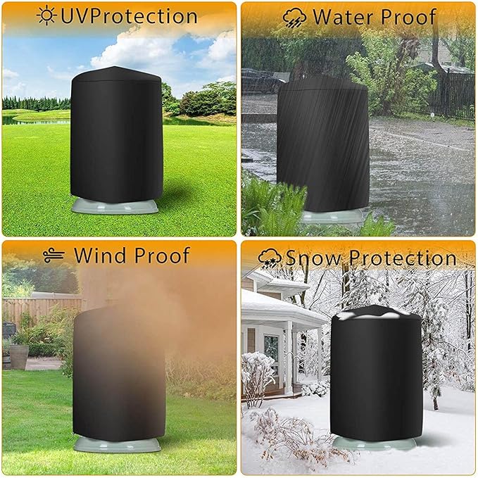 Yumna Fountain Cover 210D Oxford Waterproof Dustproof Cover, Heavy Duty Waterproof Bird Bath Cover, 100 Weather Resistant Water Fountain Cover for Winter Outdoor Garden Fountain Statue, 89x61cm