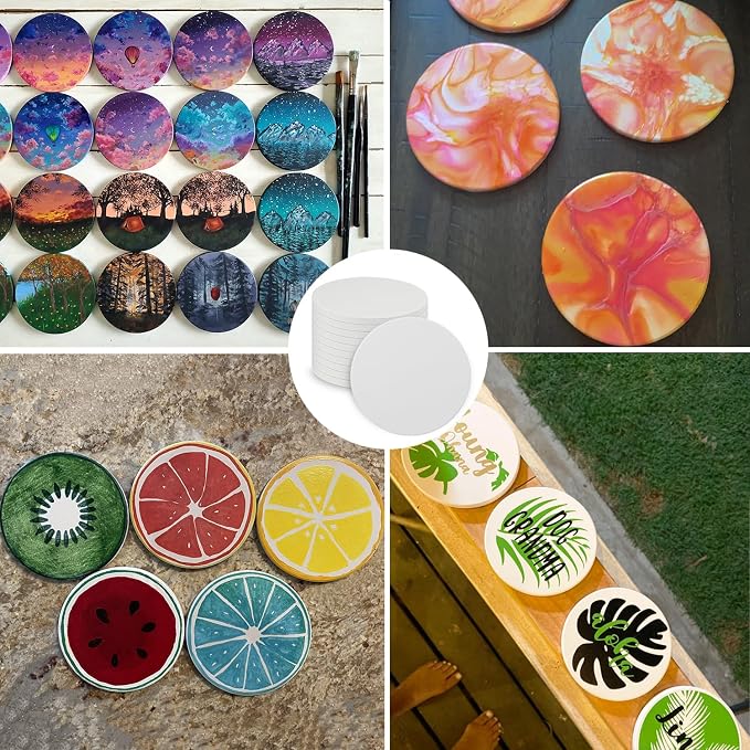 30 Pieces 4 Inch Round Blank Ceramic Coasters, Unglazed Ceramic Tiles Coasters
