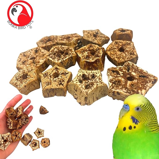 Bonka Bird Toys 3893 Natural Mahogany Sliced Pods Chew Toys, Pack of 12, Durable Bird-Safe Foot Toys, Pre-Drilled for Parrots, Cockatiels, and Small to Medium-Sized Birds, Cage Accessories