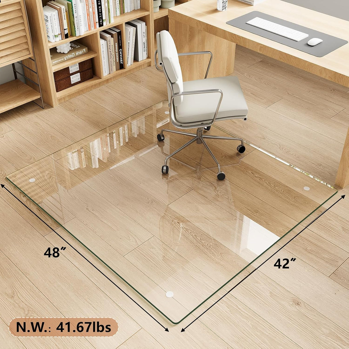42" x 48" Tempered Glass Chair Mat for Carpet & Hard Floors