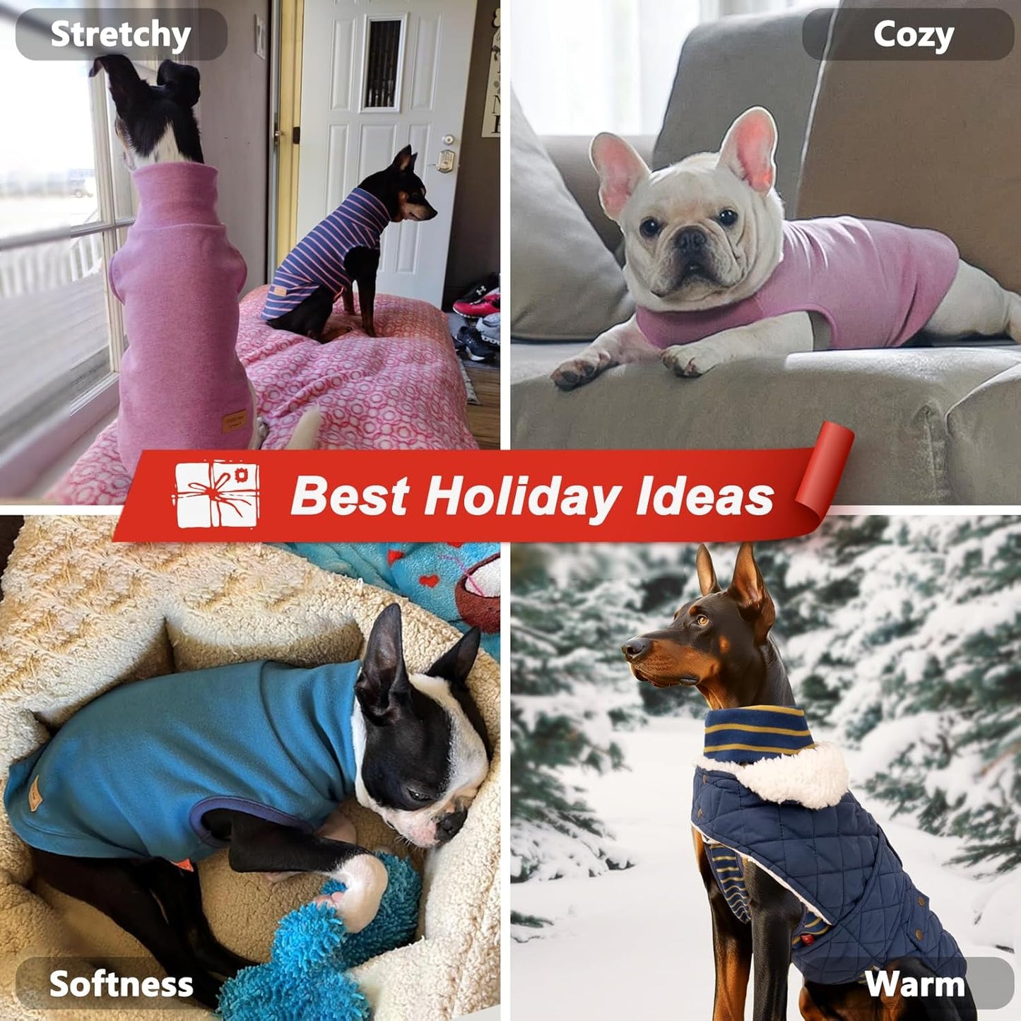 KYEESE 2Pack Dog Sweater Turtleneck Pets Coats Warm Dachshund Clothes Stretchy Pet Sweatshirt Pullover Small Pet Sweaters Soft Dogs Clothes Dog Sweaters for Small Dogs Girl