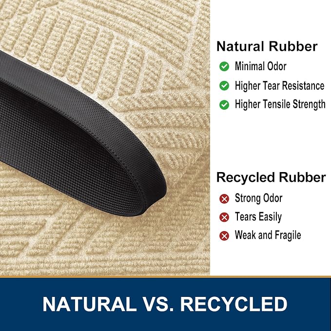 Smiry Half Circle Front Door Mat Outside Entrance, Heavy Duty Sturdy Natural