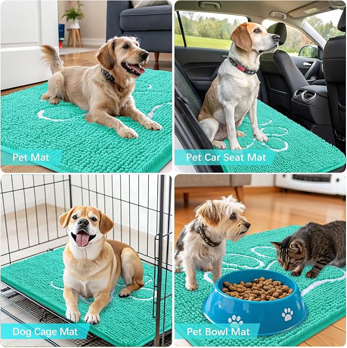 OLANLY Dog Door Mat for Muddy Paws 40x32, Paw Print Design, Absorbs Moisture