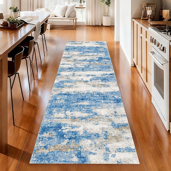 2x5 Washable Runner Rugs，Modern Abstract Rug Runner, Ultra-Thin Kitchen Runner