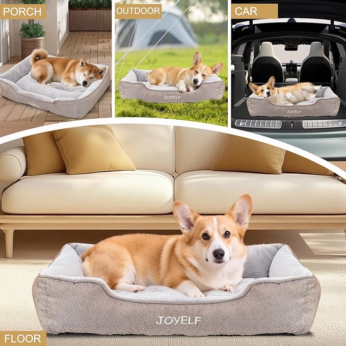 JOYELF Rectangle Dog Bed Calming Pet Bed, Anti Anxiety Cat Bed & Sofa, Cute Plush Pet Bed for Small Dog and Cat- Small(Upgraded Version)