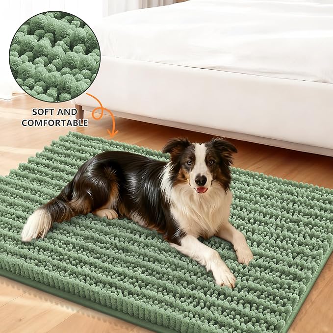 Smiry Dog Door Mat for Muddy Paws 36x24, Absorbent Dirt Trapper, Non-Slip