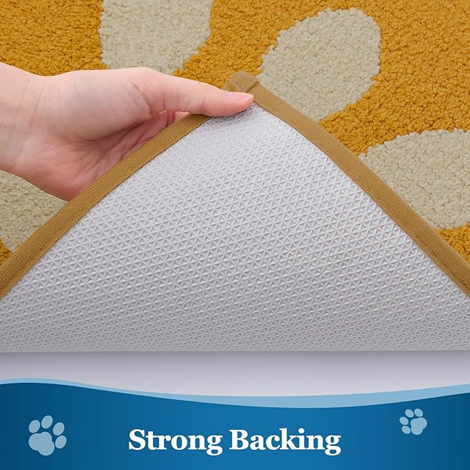 Buganda Dog Door Mat for Muddy Paws, Absorbent Dirt Trapper Washable Indoor Doormats, Non Slip Low-Profile Mud Mat for Dogs, Front Entrance Doormat for Inside Floor (36x24 Inches, Yellow)