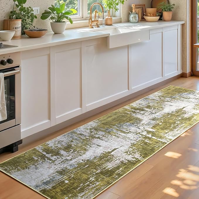 2x6 Sage Green Rug Runners for Hallways Kitchen Runner Rug Non Slip Washable