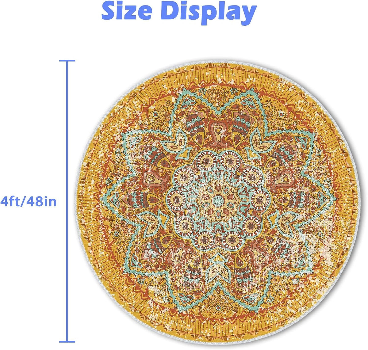 Office Chair Mat for Hardwood Floor, 4ft/48in Round Chair Rugs Floor Protectors, Desk Chair Mat for Rolling Chair, Anti-Slip Computer Chair Mat, Carpet Mats for Home Office(Yellow)