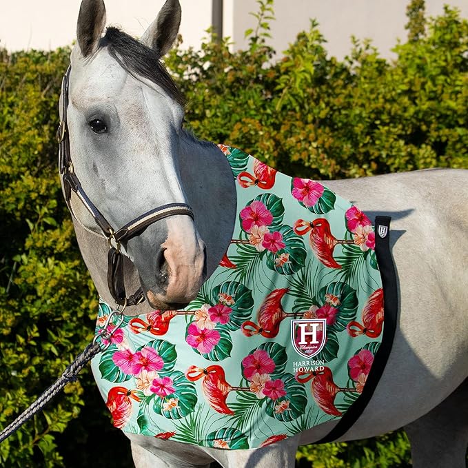 Harrison Howard Heat-Insulating Breathable Stretchy Shoulder Guard Anti Rub Bib for Horse Chic Flamingo L