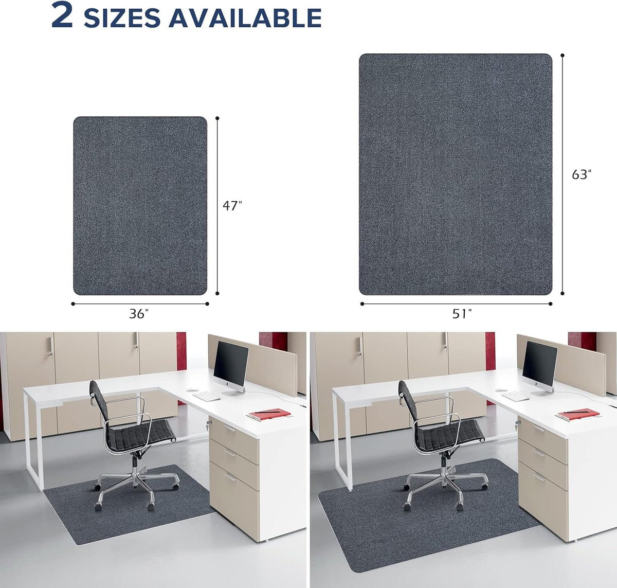 Chair Mat for Hard Floors, QQpony 1/6" Thick 63"x51" Office Chair Mat for Hardwood Floors, Premium Floor Protector Desk Rug for Home Office (Dark Grey)