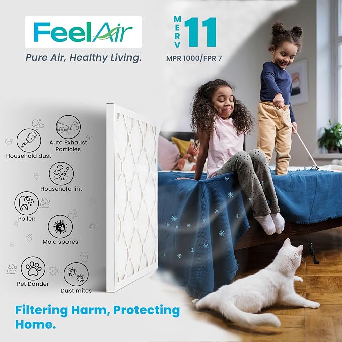 16x25x1 Air Filter – 6 Pack, MERV 11 Pleated HVAC & Furnace Filter,