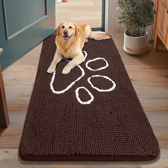 Smiry Dog Door Mat for Muddy Paws, Absorbent Dirt Trapper Non Slip Quick Dry
