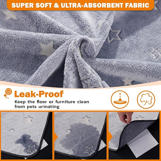 LOOBANI Washable Pee Pads for Dogs, Reusable Pee Pads for Dog Puppy Training Mat Non Slip Whelping Mat for Dog Playpen, Crate, Car, Grey 2 Pack 18 x 24 in