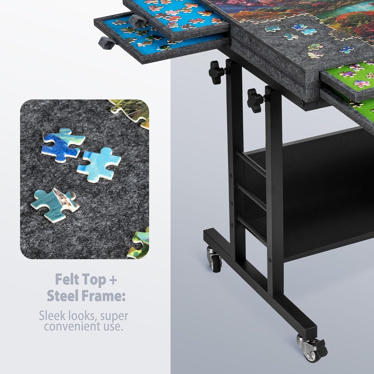 Tektalk 2000 Piece Foldable Felt Jigsaw Puzzle Board - Dark Gray