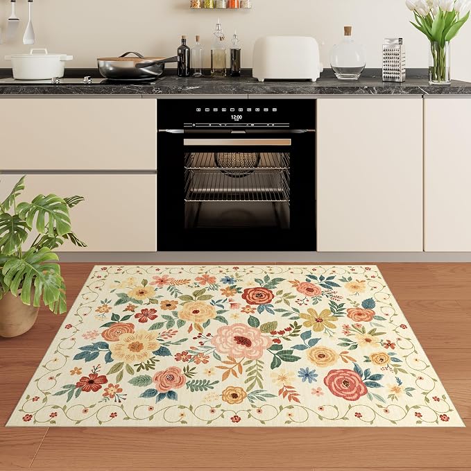 DUKINO 3x5 Area Rug, Floral Rugs