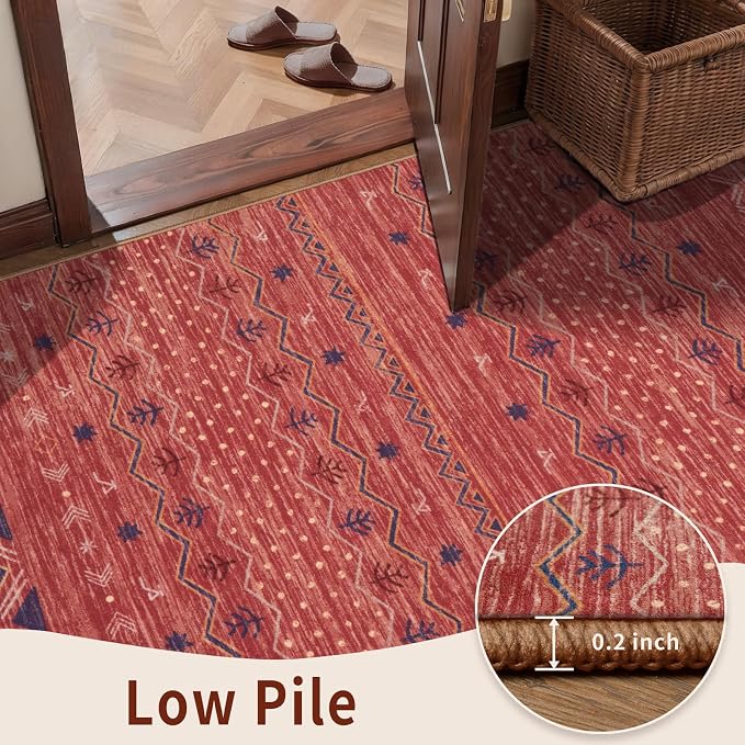 SERISSA Hallway Runner Rug, Soft Low-Pile Geometric Indoor Long Carpet