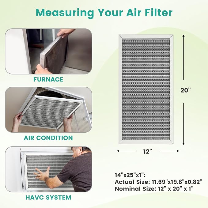 12x20x1 HVAC Furnace Air Filter, Reusable Washable Electrostatic Furnace Filter